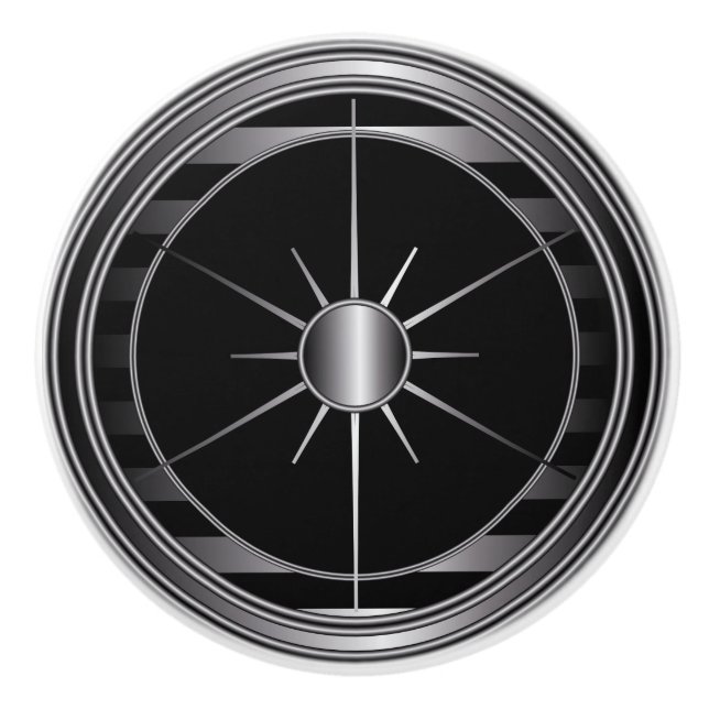 Schwarzes und Silber-Stern-Ordnung Keramikknauf (Vorderseite)