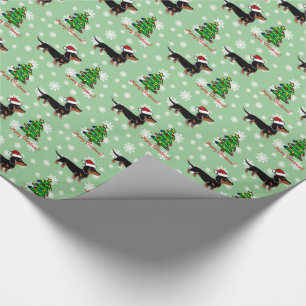 Schwarzes und TAN-Dackel-Weihnachtsaufstellung Geschenkpapier