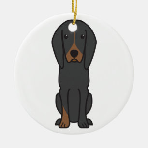 Schwarzes und TANcoonhound-HundeCartoon Keramik Ornament