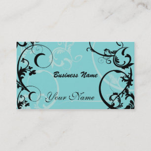 Schwarzes und Türkis-BlumenVisitenkarte Visitenkarte