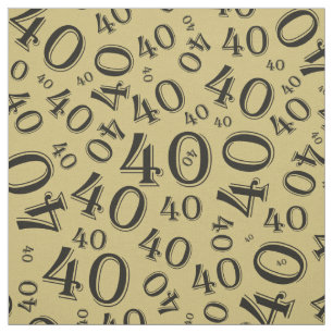 Schwarzes und Typografie-Muster der Goldzahl-40 Stoff