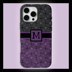 Schwarzes und violettes gotisches Spinnennetz mit iPhone 16 Pro Max Hülle