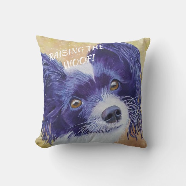 SCHWARZES UND WEISES PAPILLON KISSEN (Vorderseite)