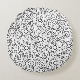 Schwarzes und weißes abstraktes nahtloses Mandala- Rundes Kissen