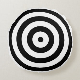 Schwarzes und weißes Bulls-Eye-Ziel Rundes Kissen