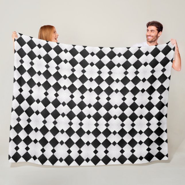 Schwarzes und weißes Diamant-Geometrie-Muster-Flee Fleecedecke (Beispiel)