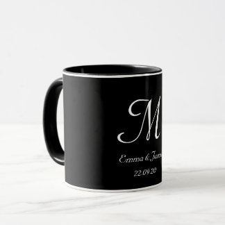 Schwarzes und weißes elegantes Monogramm Anfangsbu Tasse