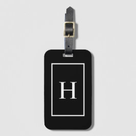 Schwarzes und weißes elegantes Monogramm-Gepäckanh Gepäckanhänger