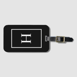 Schwarzes und weißes elegantes Monogramm-Gepäckanh Gepäckanhänger