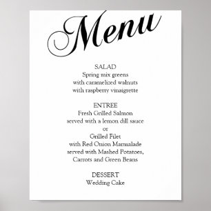 Schwarzes und weißes elegantes Skript Hochzeitsmen Poster