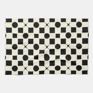 Schwarzes und weißes geometrisches Muster mit Krei Geschirrtuch