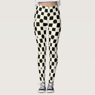 Schwarzes und weißes geometrisches Muster mit Krei Leggings