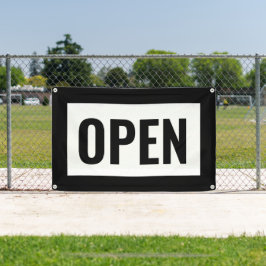 SCHWARZES UND WEISSES OFFENES SIGN BANNER