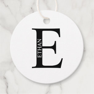 Schwarzes und Weißes personalisiertes Monogramm un Geschenkanhänger