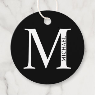 Schwarzes und Weißes Personalisiertes Monogramm un Geschenkanhänger