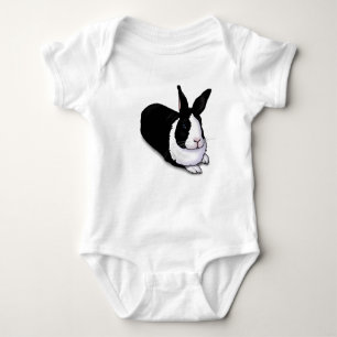 Schwarzes und weißes Rabbit Baby Strampler