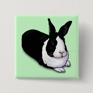 Schwarzes und weißes Rabbit Button