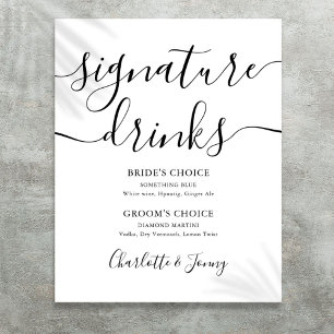 Schwarzes und weißes Schriftzug-Signature-Drinks-S Poster
