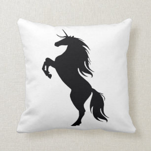 Schwarzes Unicorn-Silhouettethrow-Kissen Kissen