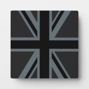 Schwarzes Union Jack Flagge Design Dekor Fotoplatte