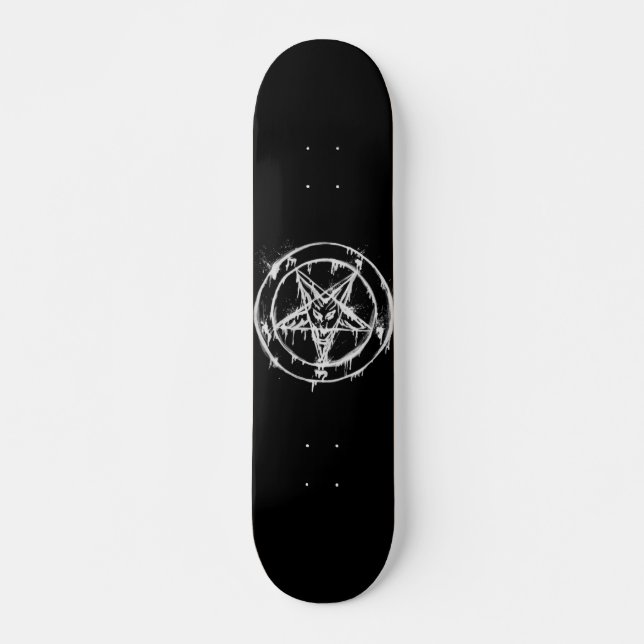 Schwarzes unordentliches Baphomet Skateboard (Vorne)