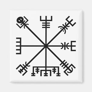 Schwarzes Vegvisir-Siegel auf Weiß Magnet