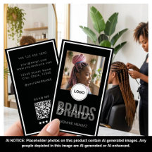 Schwarzes vertikales Zopf-Salon-Logo mit Einzelbil