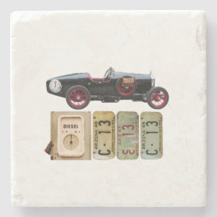 Schwarzes Vintage-Auto Steinuntersetzer