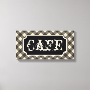 Schwarzes Vintage-Cafe-Schild Wandkunst Leinwand
