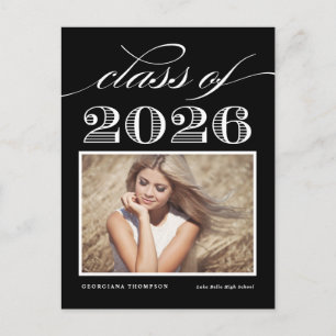 Schwarzes Vintage-Klassenfoto 2026 Abschlussfeier Ankündigungspostkarte