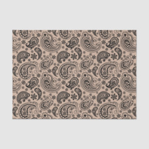 Schwarzes Vintages Paisley über Tan Hintergrund Seidenpapier