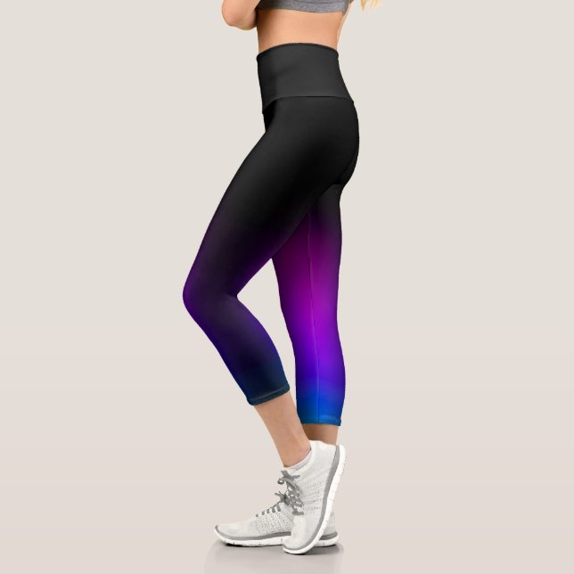 Schwarzes Violet Gradient Glow Capri Leggings (Links)