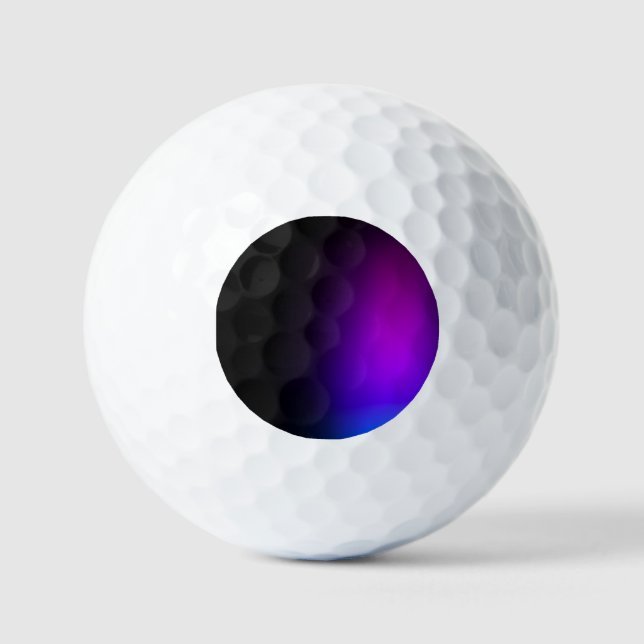 Schwarzes Violet Gradient Glow Golfball (Vorderseite)