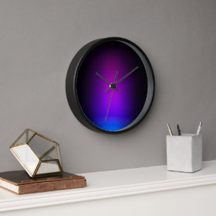 Schwarzes Violet Gradient Glow Uhr