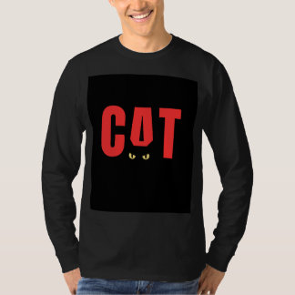 Schwarzes, volles T-Shirt mit Katzendesign