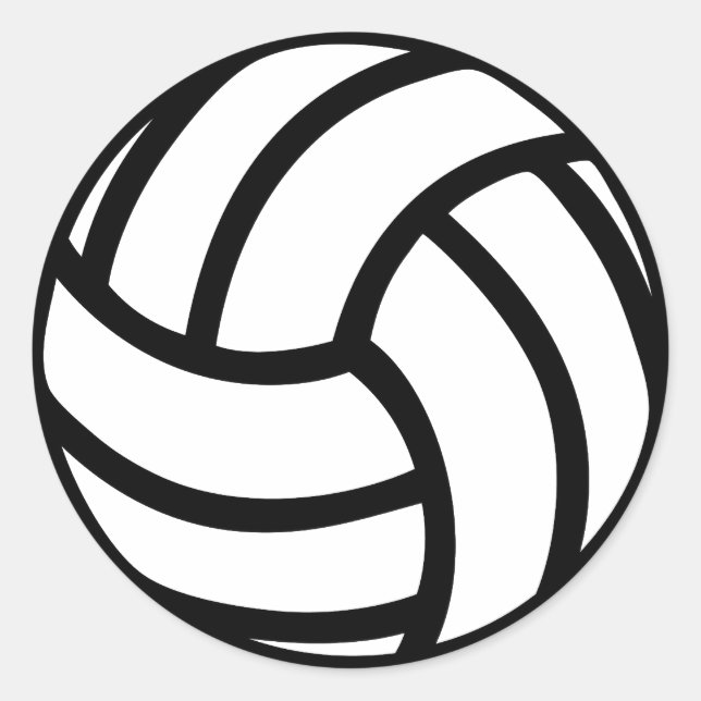 Schwarzes Volleyball-Symbol Runder Aufkleber (Vorderseite)