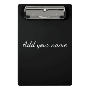 Schwarzes Vollton add name Textnachricht hier werf Mini Klemmbrett