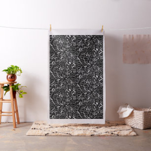 Schwarzes, von der Natur inspiriertes Farne und Bl Stoff