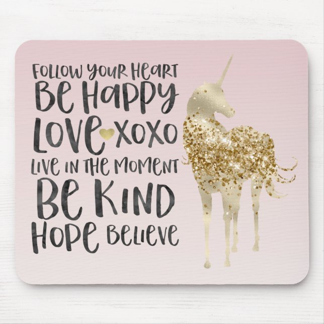 Schwarzes Wasser Inspiration Gold Unicorn Mousepad (Vorne)