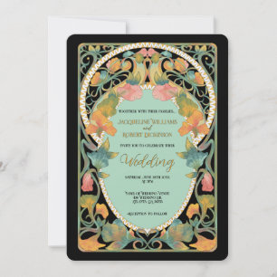 Schwarzes Wasser Jugendstil Einladung zur Hochzeit
