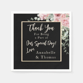 Schwarzes Wasser Rosa Blumenzehen Serviette