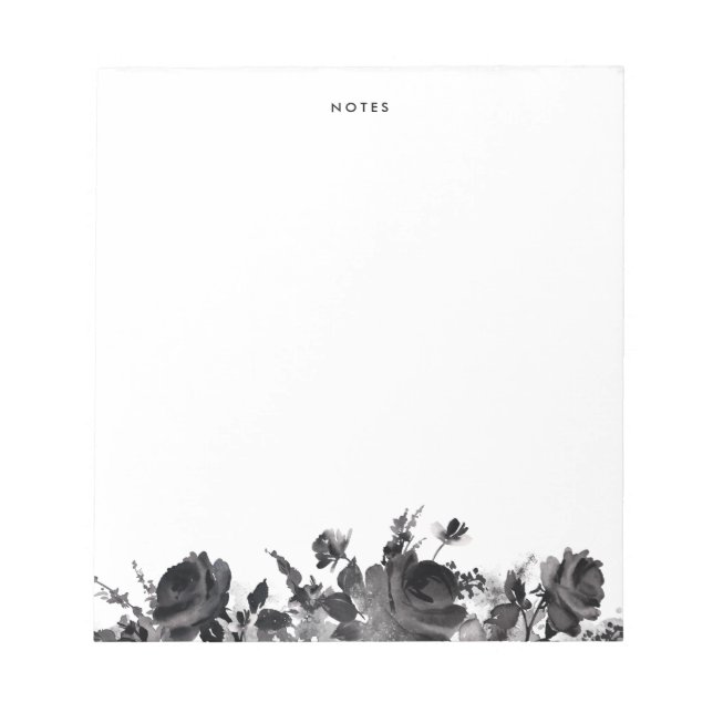Schwarzes Wasser Rose Blumengarten Personalisiert Notizblock (Vorderseite)