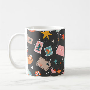 Schwarzes Weihnachten: aufwendiges Vintage-Muster. Kaffeetasse