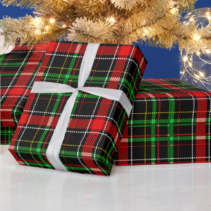 Schwarzes Weihnachts-Baumwollplaid Karomuster Desi Geschenkpapier