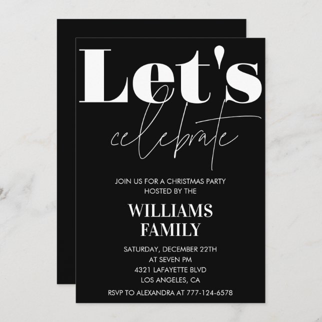 Schwarzes Weihnachtsgebäck Feiern wir Einladung (Vorne/Hinten)