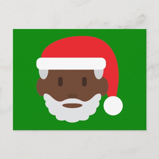schwarzes Weihnachtsmann emoji Feiertagspostkarte (Vorderseite)