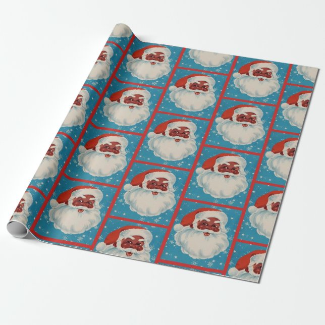 Schwarzes Weihnachtsmann-Packpapier Geschenkpapier (Ungerollt)