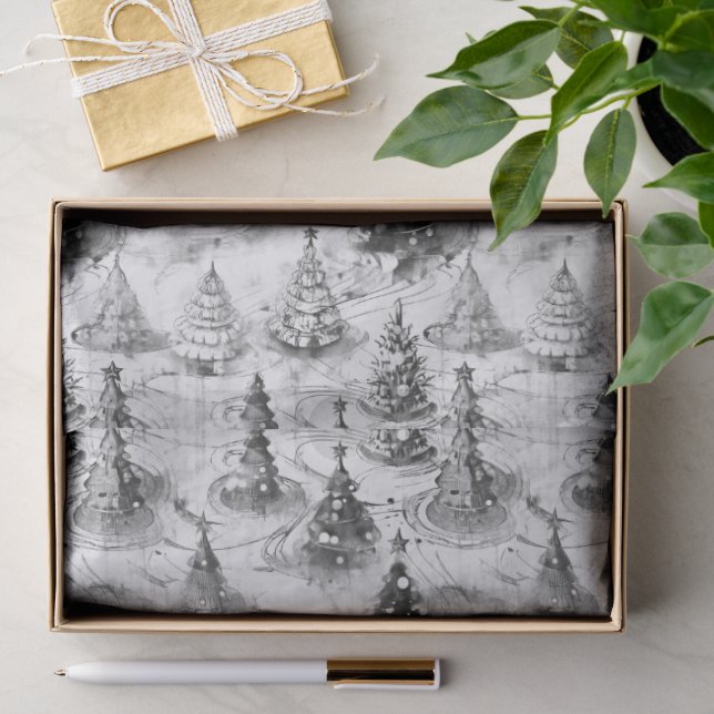 Schwarzes Weihnachtsmuster#3 ID1009 Seidenpapier (Geschenk)