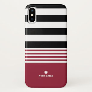 Schwarzes, Weiß u. Spaßvogel-rotes gestreiftes Case-Mate iPhone Hülle