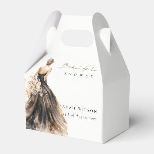 Schwarzes Weiß Wasserfarbe Hochzeitskleid Brautpar Geschenkschachtel